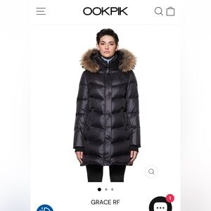 Women's ookpik Grace RF Black mid length Puffer Coat with Fur Trim